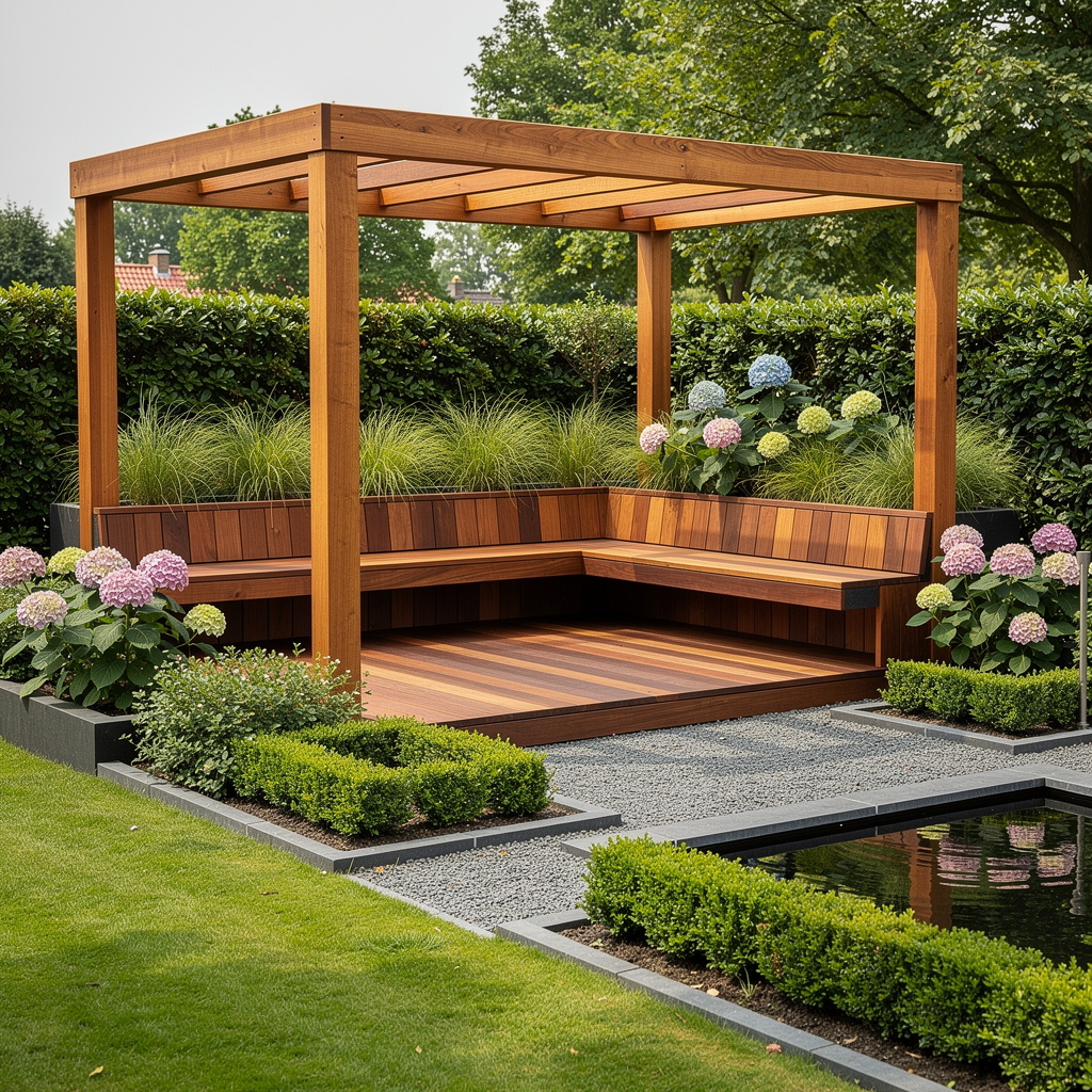 Verfijnd buitenverblijf met premium houtwerk en rustige groene omlijsting